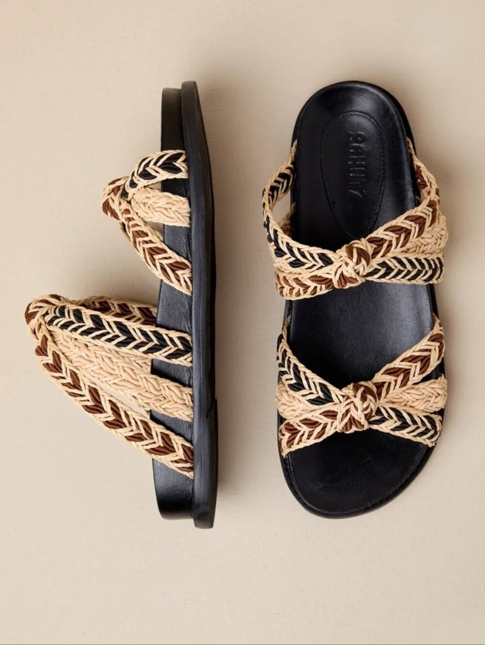 Anthropologie Schutz Tracie Sporty Raffia Slide Sandals Size 6B EUC S3356